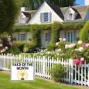 3pcs Yard Signs Trophy Award Plastic Garden Sign with H Stakes Weatherproof Outdoor Plaque for Front Door Garden Lawn, 15 x 12 Inches(Yard of the Month)