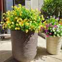 Grunyia 12 Bundles Artificial Flowers for Outdoors, UV Resistant Fake Flowers with Plastic Plants, Faux Flowers for Outside Window Box Front Porch Hanging Planter Decor (Yellow)
