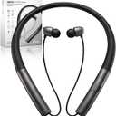 Bluetooth 5.3 Neckband Bluetooth Headphones, Retractable Headphones with IPX5 Sweatproof & Vibration Alert, Stereo Noise Cancelling for Music, Calls, Conference, Videos