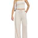 Yulaviniee Women 2 Piece Lounge Set Summer Outfits Top & Wide Leg Pants
