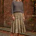 GRACE KARIN Women's Fall Knit Sweater Top, Long Sleeve Merino Wool Blend Pullover, Casual Crewneck Waffle Clothes 2025 (Brown, S)