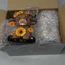 Wesiti 2 Pcs Mother's Day Sunflower Highland Cow Figurines Gifts for Mom, Cute Spring Highland Cow Statue Farmhouse Desk Decorations Resin Gnomes Scottish for Home Garden Kitchen Office Decor