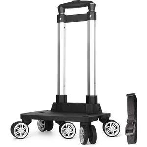 Backpack Trolley, Wheeled Folding Luggage Travel Cart Aluminum -Roller Carrier for Backpack/Schoolbag/Boxes(5 Wheels Detachable)