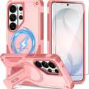 Caka for Samsung Galaxy S26 Ultra Case [Compatible with MagSafe] [Invisible Kickstand] [HD Screen Protector], Protective Magnetic Phone Cover for Samsung S26ultra 5G 6.9 2026 - Pink