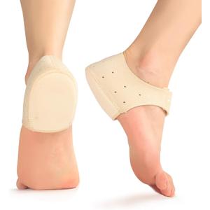 Plantar Fasciitis Heel Cup Protectors - Promifun Heel Cups for Heel Spur,Achilles Tendinitis,Cracked Heels,Heel Pain Relief Products - Gel Heel Cushion Pads,Beige,Small(W 4.5-9 / M 5-8)