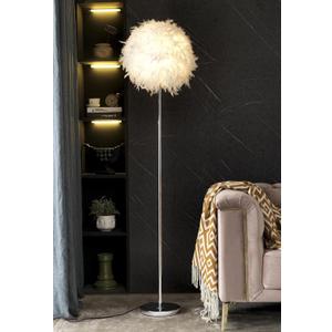 Floor Lamp, Elegant White Feather Standing Lamps with On/Off Switch Floor Lamp, Elegant White Feather Standing Lamps with On/Off Switch