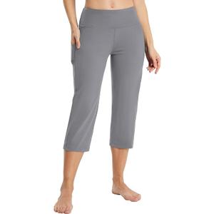 Womens Yoga Capri Pants High Waist Capri Leggings with Pockets Wide Leg Crop Exercise Workout Summer Pants, Large-XLarge
