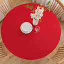 Wolkemer 4ft Fitted Round Tablecloth Spandex Stretch Cocktail Table Cover Elastic Edge Red Table Topper Cap for Dining Wedding Party Picnic 48 Inch