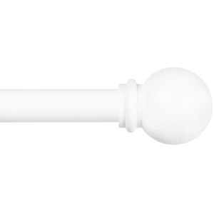 Kenney Chelsea Ball End Window Curtain Rod, Adjustable Curtain Rod for Windows 28 to 48 Inches, Extendable Curtain Rod Set, White