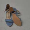 PARTY Women's Open Toe Ankle Strap Low Block Chunky Heels Sandals (6.5, Light Blue)