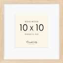 10x10 Picture Frame Made with Solid Wood, Display 6x6 with Mat or 10x10 Picture without Mat, 10 by 10 Natural Wood Picture frame with Tempered Real Glass, Tabletop or Wall Mounting Display, Oak