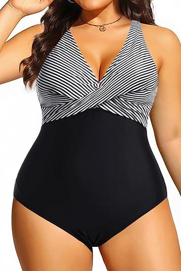 Yonique Plus Size Swimsuit One Piece Bathing Suits for Women Tummy Control Slimming Swimwear M