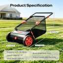 Push Lawn Sweeper, 26 Inch Leaf & Grass Collector, Strong Rubber Wheels & Heavy Duty Thickened Steel Durable to Use with Large Capacity 7 ft Mesh Collection Bag, 4 Spinning Brushes