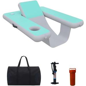 Yonghome Premium Anti-Cut Pool Float Chair with Cup Holder 55"x47"x6" Reinforced PVC Lounger, Solid Seat Design & Safety Rounded Edges for Adults, Includes Carry Bag (Mint, MintCore-Basic)