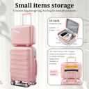 TRAVELEO 4 Piece Carry On Luggage Set 20 Inch, Expandable PP Hardshell Suitcase with Detachable Spinner Wheels & TSA Lock, Includes Cosmetic Case, Travel Tote & Toiletry Bag, Lightweight (Pink)