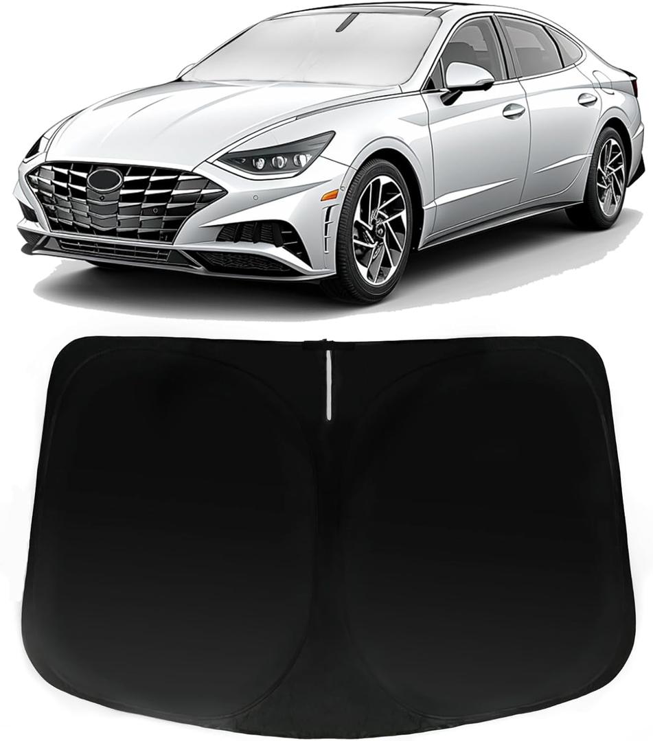Windshield Sun Shade for Hyundai Sonata 2020-2024, Car Front Window Sunshade with 240T Sun Visor Protector Blocks UV Rays Heat Sun Shield Accessories