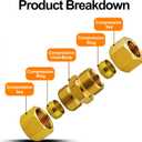 4 x 5/16 Inch OD Compression Copper Tube Union Straight Joiner Fittings for Air Gas Water