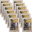 Lyeasw Rustic 4x6 Picture Frame Set of 12, Multi Woodgrain Farmhouse Photo Frames for Wall or Tabletop, Beige
