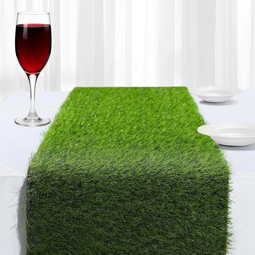 Artificial Grass Table Runner, 13 x 60 in Turf Table Runner - Realistic Faux Grass Runner for Golf Party, Wedding, Baby Shower, Indoor Outdoor Decor