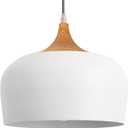 Modern White Pendant Light, Nordic Wooden Dome Minimalist Style Light fixtures Ceiling Hanging,Mini Chandelier for Dining Room, Kitchen Island, Bedroom, Hallway