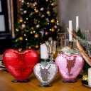 Amyhill 3 Pcs Valentines Day Disco Heart Table Decorations 6" 5" 4" Disco Mirror Heart Table Centerpiece Glitter Red Pink Silver Tabletop Decor for February 70s Wedding Anniversary Party Supplies