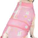 Lukovee Recovery Suit for Dogs, Zipper On Recovery Suit for Female Male Dog, Onesie Abdominal Wounds Cone E-Collar Alternative Prevent Licking Spay Recovery Suit (Small, pi)