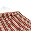 Quilted Double Hammock for Outside with Spreader Bars and Pillow - 450 lb Capacity, 74x55 Inch Bed, UV Resistant, Quick Dry - Chains Included, Stand Sold Separately - Red Stripe