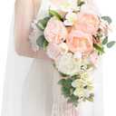 Ling's Moment 11 Inch Artificial Wedding Bouquets for Bride Bridal Bouquet Bridesmaid Bouquet Tossing Bouquet for Wedding Ceremony Anniversary Bridal Shower, Tender Nude Pink