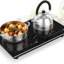 VBGK 2 burner induction cooktop,110V 4000W 2 burner induction plate with Brushed Panel LED touch Control, induction stove top with 10 Power Levels, Kids Lock & 4H Timer