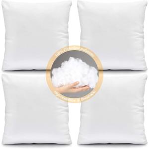 Fixwal 26x26 Inches Pillow Inserts Set of 4, White Polyester Indoor Decorative Pillow Inserts, Square Form Stuffer for Bed Couch Car