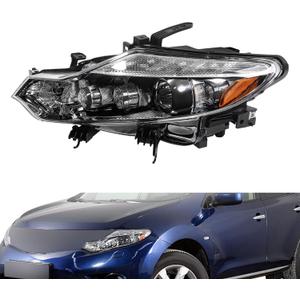 HID Xenon Headlights Assembly for Driver Side Replacement for Nissan Murano 2009-2014 Chrome