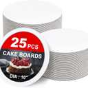 25-Packs Cake Boards 10 inch Round, White Cake Board Rounds, White Cake Circles Rounds Base Food-Grade Cardboard Cake Plate for displaying Cakes, Bread, DessertsThin and Sturdy