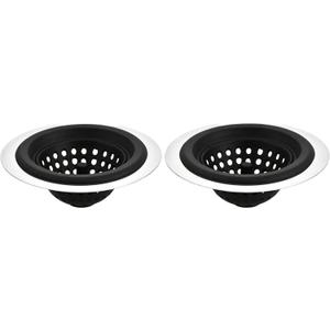 Sink Drain Strainer, 2PCS, 4.5 inch Wide Rim Flexible Silicone & Stainless Steel Sink Strainer, Rust Free, Silicone Bathroom Sink Strainer for Kitchen & Bathroom