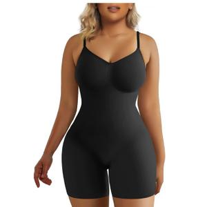 SHAPELLX Women's Shapewear Bodysuits Tummy Control Butt Lifter Body Shaper Strapless Seamless Mid Thigh Jumpsuit Tops XS/S
