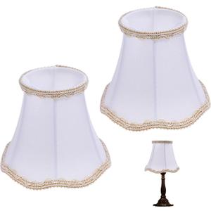 CHGCRAFT 2 Pcs Small Lamp Shade Clip Replacement on Shades Cloth Chandelier Lampshades for Pendant, Table, Wall and Floor Lamps, White, 5.3x4.6 inch