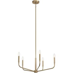 Kichler Madden 5-Light Chandelier Modern Dining Room Light Fixture with Champagne Bronze Finish, Sloped Ceiling Compatible for Entryway and Breakfast Nook (17" x 26"), 52717CPZ
