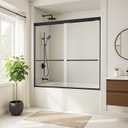 Shower Door for Tub 56-60" W x 62" H, Double Sliding Bath Tub Door Bypass, Semi-Frameless Bath Tub Shower Glass Door with 5/16" (8mm) Thick Tempered Glass, Matte Black