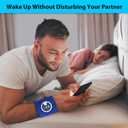 Coolfire Vibrating Alarm Clock Wristband, Silent Wake-Up Watch for Heavy Sleepers, Wont Disturb Partner, Couples/Roommates, Deaf/Hearing Impaired, 4 Alarms, Bluetooth App, Rechargeable (Blue)