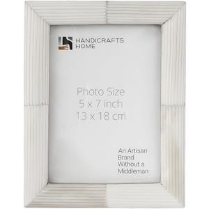 Handicrafts Home White Picture Frame 5x7, Handmade Ridged Bone inlay Vintage Photo Frame for Tabletop & Wall Display, Farmhouse, Modern & Minimal Home & Office Decor, Decorative Photo Frame for Living Room, Bedroom, Desk & Gallery Wall