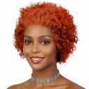 Curly Pixie Cut Wig Human Hair, Short Water Wave Bob Wig - 6" Short Curly Human Hair Wigs for Black Women Copper Color