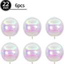22 inch Iridescent Transparent Rainbow Cube Diamond Round Foil Balloons, for Birthday, Wedding, Party Decorations (4D Round (6 pcs))