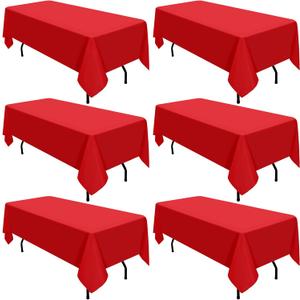 6 Pack Red Tablecloths for 8ft Tables-60 x 126 Inch
Polyester Table Cover, Stain and Wrinkle Resistant Washable Fabric Table Cloth, Perfect for Wedding Banquet Parties