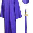 GraduationMall Matte Graduation Gown Cap Tassel Set 2026 for High School and Bachelor (Purple, M)