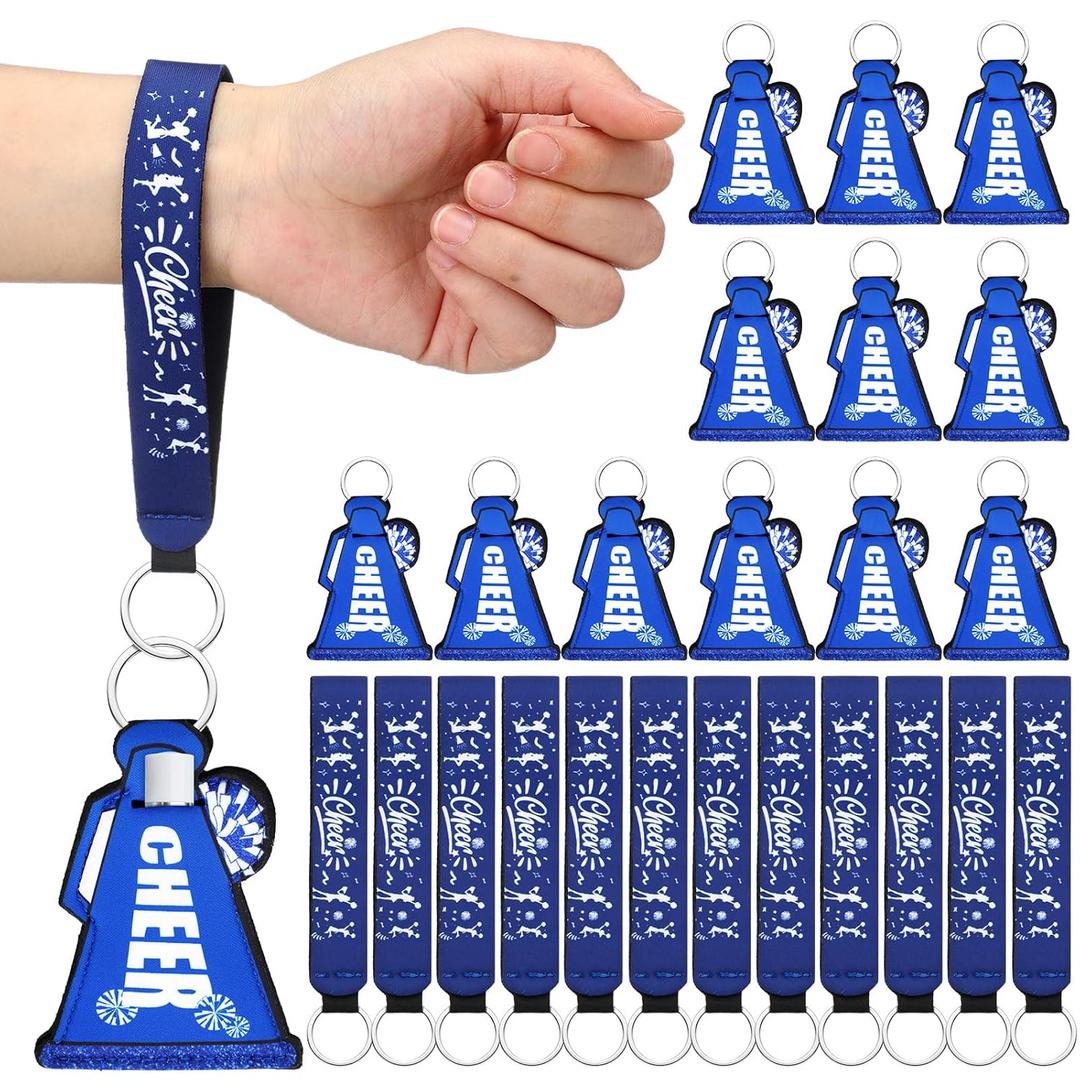 24 Pcs Blue Cheerleading Gifts Lip Balm Holder with Wristbands Cheer Team Gifts & Party Favors for Cheerleaders, Sports Party Supplies