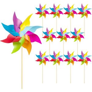 HOOSUN 12 Pack Rainbow Pinwheels for Yard and Garden,Rainbow Party Decorations for Kids, Colorful Garden Wind Spinners Outdoor Decor,Party Favors for Kids,Lawn,Yard,Patio