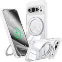 360Spin Magnetic Stand Case for Pixel 10 Pro XLFit for MagSafe & Pixelsnap Cover with Ring HolderCrystal Clear Camera Protection Phone Google 10 Pro XL Cases - Clear