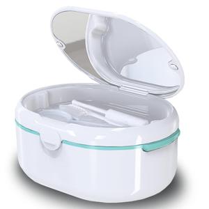 Denture Case, Double Denture Slot Cup Case Wet & Dry Portable Denture Case Portable False Teeth Container, Denture Cup with Lid for Cleaning Household Office Travel (White) Denture Case, Double Denture Slot Cup Case Wet & Dry Portable Denture Case Portable False Teeth Container, Denture Cup with Lid for Cleaning Household Office Travel (White)