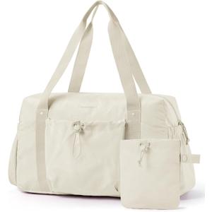 BAGSMART Foldable Travel Duffle Bag for Women, Gym Tote Bag for Sports, 26L Airport Carry On Weekender Overnight Bag for Travel, Travel Accessories(Beige) BAGSMART Foldable Travel Duffle Bag for Women, Gym Tote Bag for Sports, 26L Airport Carry On Weekender Overnight Bag for Travel, Travel Accessories(Beige)