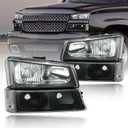 Headlights for 2003-2006 Chevy Silverado Avalanche 1500 2500 Clear Reflector Black Housing without Factory Cladding 2PC Passenger Driver Side Headlamp