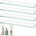 Leinuosen 4 Pcs Medicine Cabinet Shelves Replacement 13 Inch Bathroom Cabinet Shelf Medicine Shelves Suitable for Bathroom Living Room Kitchen Wall Mounted and Hanging (Glass)